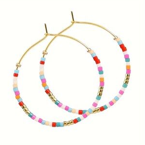 Colorful Rice Bead Hoop Earrings